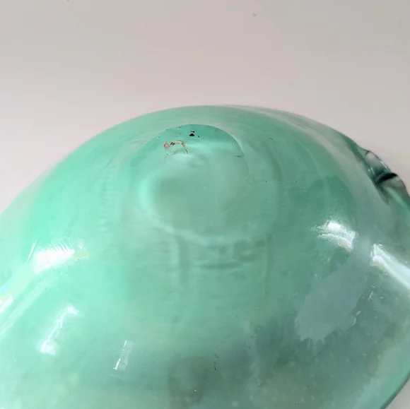 Vintage Murano Glass Leaf Bowl – Tutti Frutti Blue Green w/ Silver Flecks